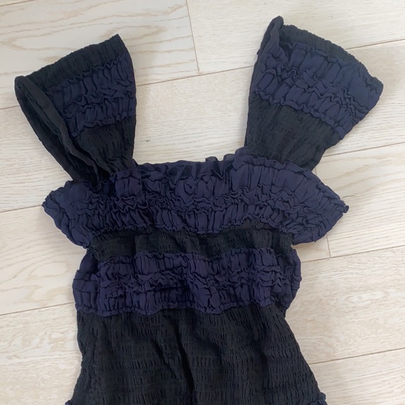 Yoana Baraschi Stretch Knit Midi Dress Black Navy size Medium 9D182 - Picture 4 of 10